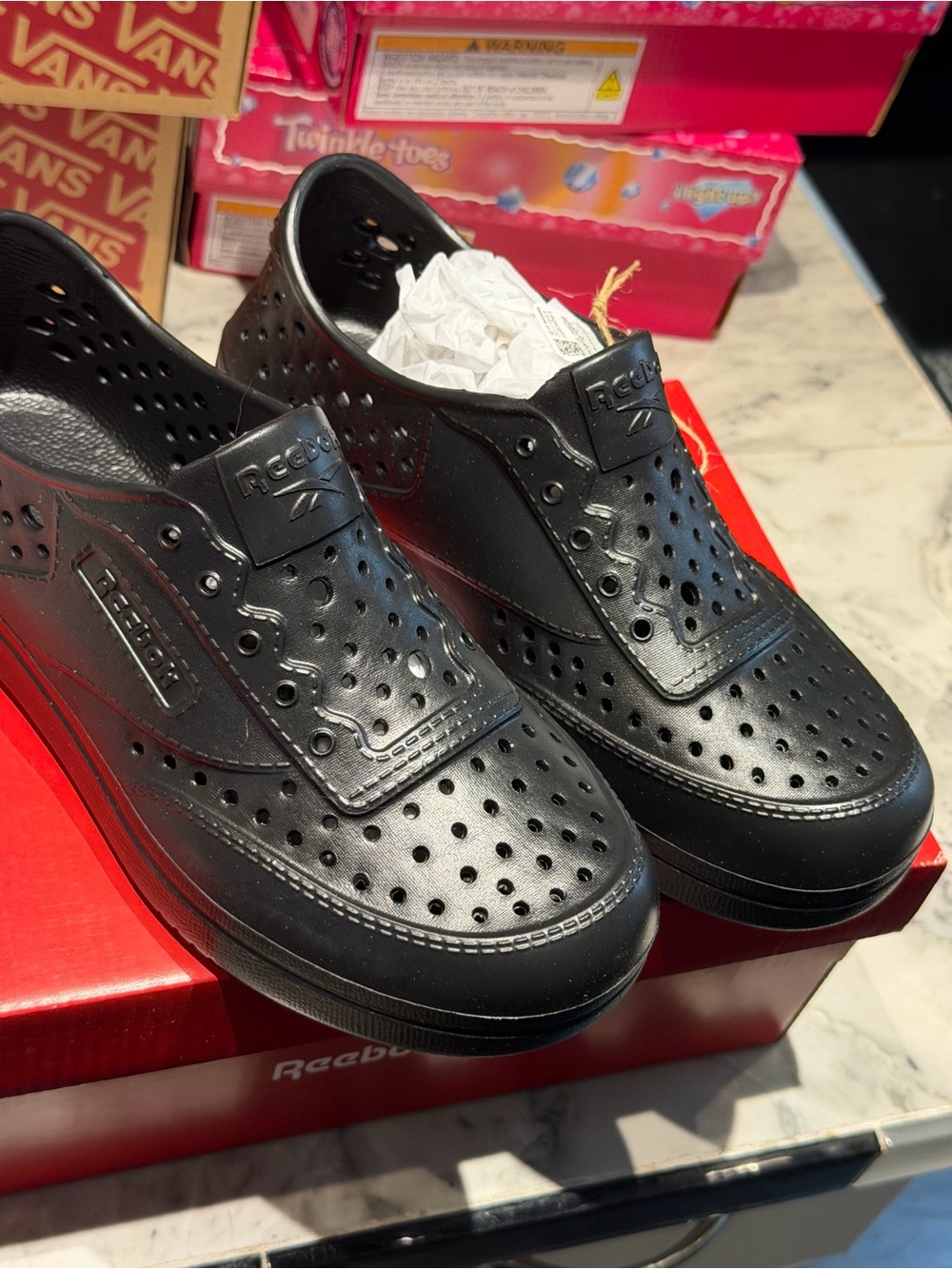 Reebok Black Perforated Slip-On Loafers
